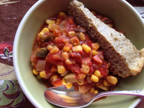 Mexican vegetables with Cornbread