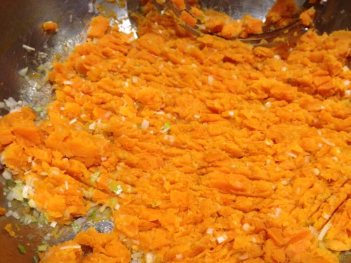 Sweet potato quinoa cake prep
